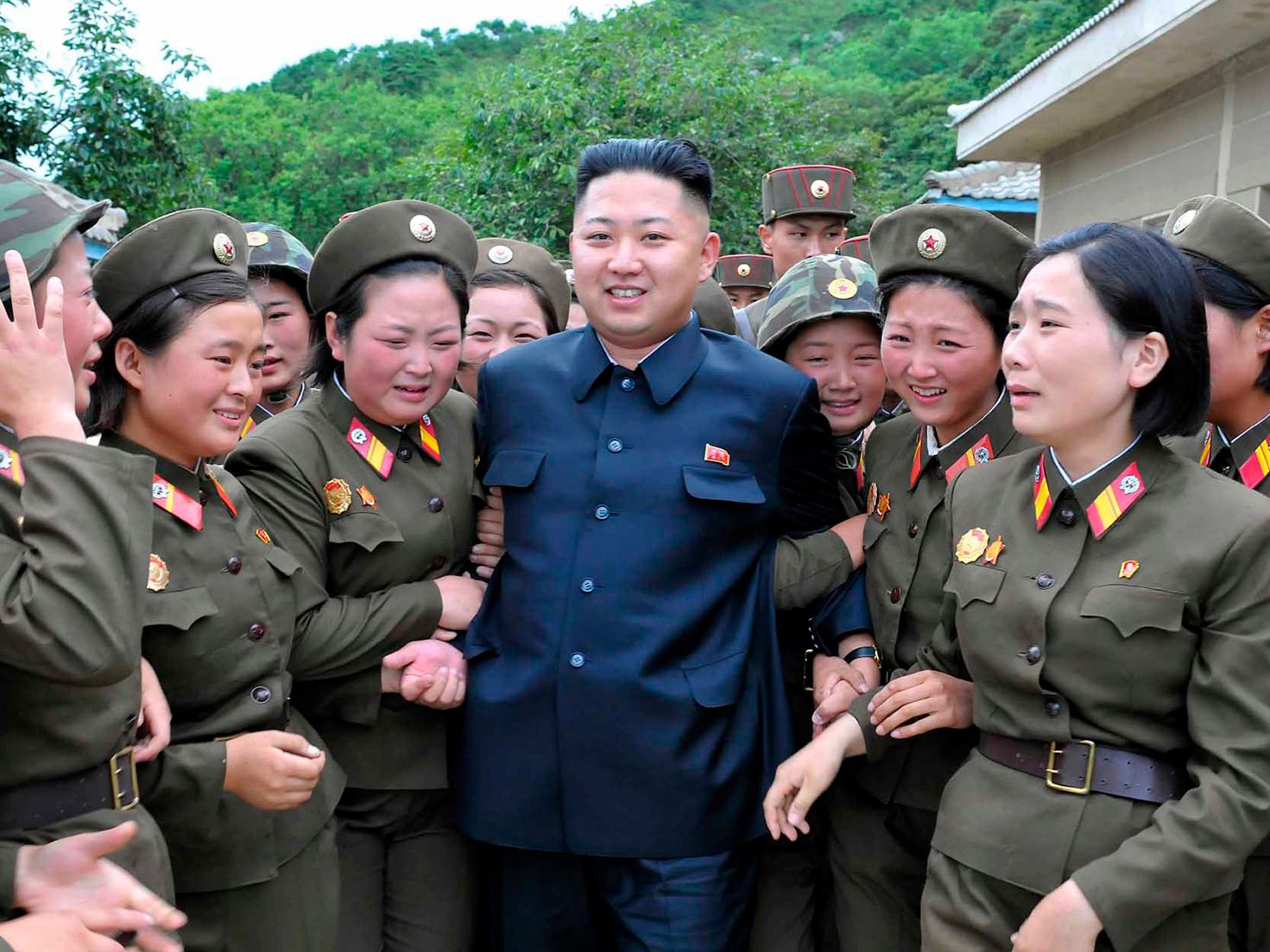 Kim Jung Un with women ladies Blank Meme Template