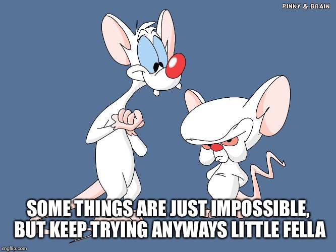 SOME THINGS ARE JUST IMPOSSIBLE, BUT KEEP TRYING ANYWAYS LITTLE FELLA | made w/ Imgflip meme maker