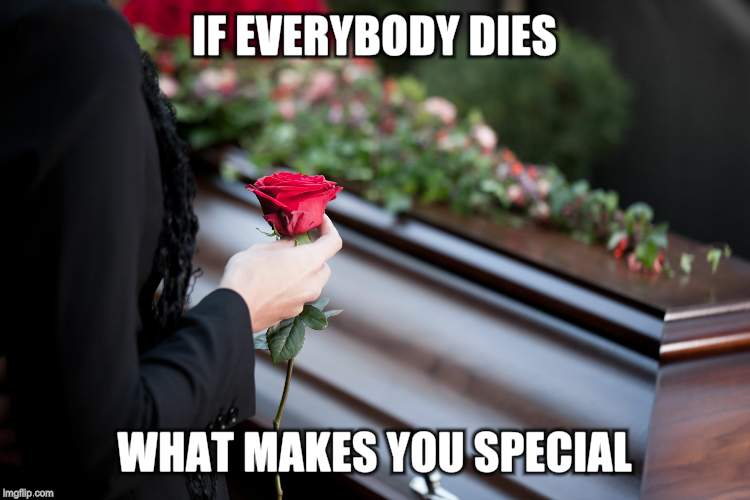 Fame | IF EVERYBODY DIES; WHAT MAKES YOU SPECIAL | image tagged in fame,life,fire,dead,what makes you special,everybody | made w/ Imgflip meme maker