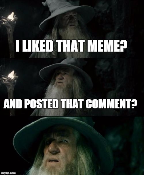 Confused Gandalf Meme | I LIKED THAT MEME? AND POSTED THAT COMMENT? | image tagged in memes,confused gandalf | made w/ Imgflip meme maker