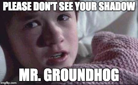 I See Dead People | PLEASE DON'T SEE YOUR SHADOW; MR. GROUNDHOG | image tagged in memes | made w/ Imgflip meme maker