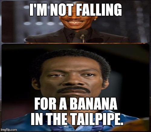 I'M NOT FALLING FOR A BANANA IN THE TAILPIPE. | made w/ Imgflip meme maker