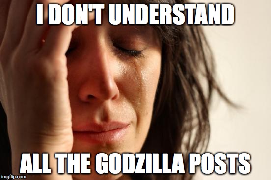 First World Problems Meme | I DON'T UNDERSTAND; ALL THE GODZILLA POSTS | image tagged in memes,first world problems | made w/ Imgflip meme maker