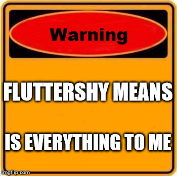 Warning Sign Meme | FLUTTERSHY MEANS; IS EVERYTHING TO ME | image tagged in memes,warning sign | made w/ Imgflip meme maker