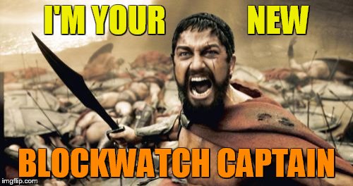 Sparta Leonidas Meme | I'M YOUR             NEW; BLOCKWATCH CAPTAIN | image tagged in memes,sparta leonidas | made w/ Imgflip meme maker
