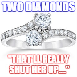 TwoDiamonds | TWO DIAMONDS; "THAT'LL REALLY SHUT HER UP...." | image tagged in twodiamonds | made w/ Imgflip meme maker