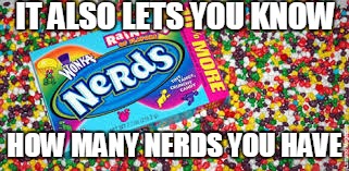 IT ALSO LETS YOU KNOW HOW MANY NERDS YOU HAVE | made w/ Imgflip meme maker