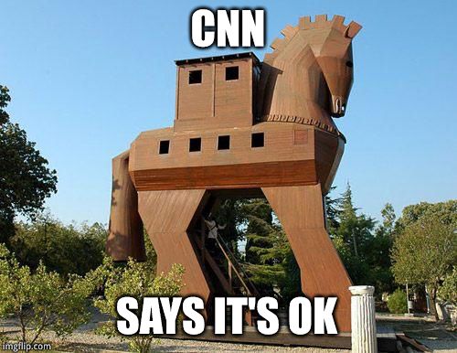 Trojan Horse | CNN; SAYS IT'S OK | image tagged in trojan horse | made w/ Imgflip meme maker