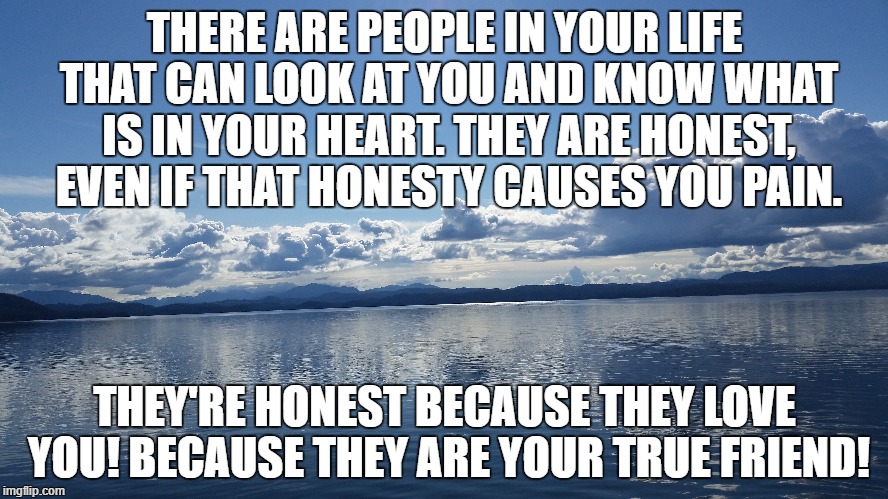 THERE ARE PEOPLE IN YOUR LIFE THAT CAN LOOK AT YOU AND KNOW WHAT IS IN YOUR HEART. THEY ARE HONEST, EVEN IF THAT HONESTY CAUSES YOU PAIN. THEY'RE HONEST BECAUSE THEY LOVE YOU! BECAUSE THEY ARE YOUR TRUE FRIEND! | image tagged in friendship | made w/ Imgflip meme maker