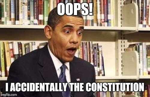 Sturprised Obama | OOPS! I ACCIDENTALLY THE CONSTITUTION | image tagged in sturprised obama,i accidentally,funny,politics,the number of executive actions is too damn high,liberal vs conservative | made w/ Imgflip meme maker