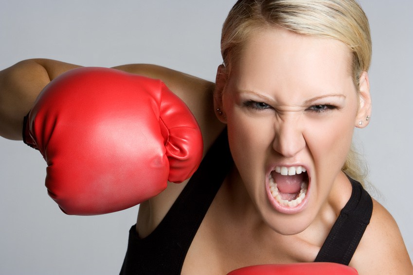 woman boxing anger1 Blank Meme Template
