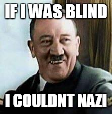laughing hitler | IF I WAS BLIND; I COULDNT NAZI | image tagged in laughing hitler | made w/ Imgflip meme maker