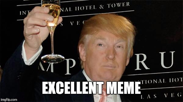 Donald Trump Cheers | EXCELLENT MEME | image tagged in donald trump cheers | made w/ Imgflip meme maker