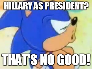 That's no good! |  HILLARY AS PRESIDENT? THAT'S NO GOOD! | image tagged in sonic that's no good | made w/ Imgflip meme maker