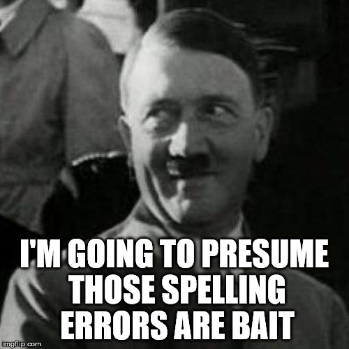 I'M GOING TO PRESUME THOSE SPELLING ERRORS ARE BAIT | made w/ Imgflip meme maker