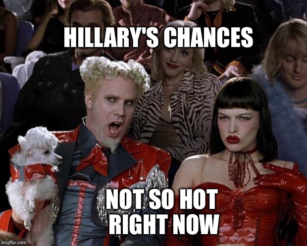 Mugatu So Hot Right Now Meme | HILLARY'S CHANCES NOT SO HOT RIGHT NOW | image tagged in memes,mugatu so hot right now | made w/ Imgflip meme maker