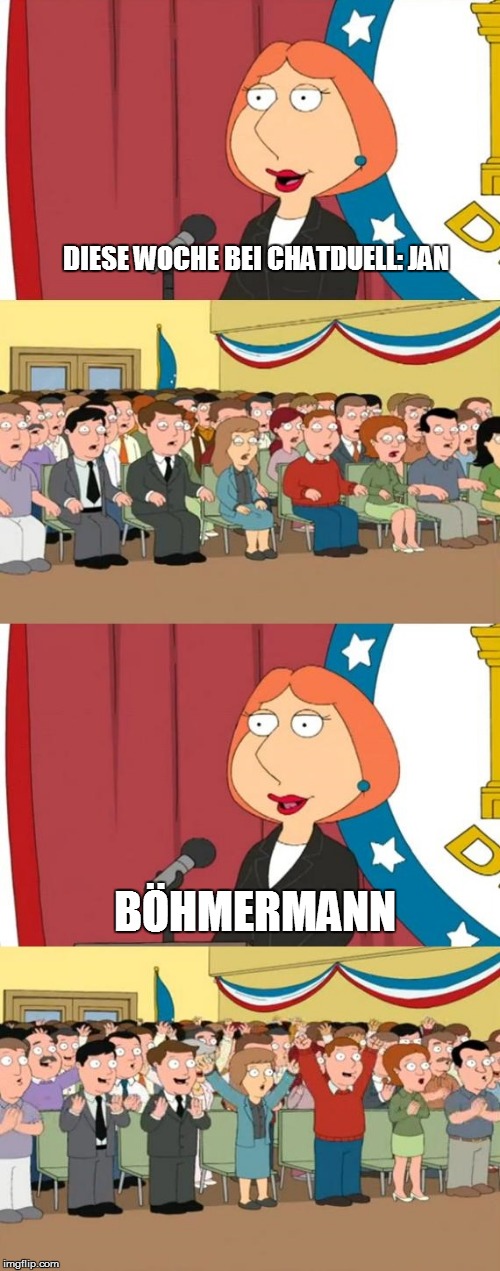 Lois 911 Large | DIESE WOCHE BEI CHATDUELL: JAN; BÖHMERMANN | image tagged in lois 911 large,rocketbeans | made w/ Imgflip meme maker