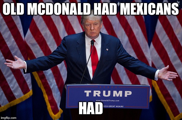 Donald Trump | OLD MCDONALD HAD MEXICANS; HAD | image tagged in donald trump | made w/ Imgflip meme maker