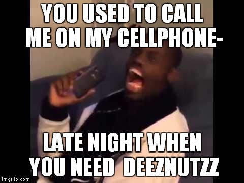 Deeznuts | YOU USED TO CALL ME ON MY CELLPHONE-; LATE NIGHT WHEN YOU NEED  DEEZNUTZZ | image tagged in deeznuts | made w/ Imgflip meme maker