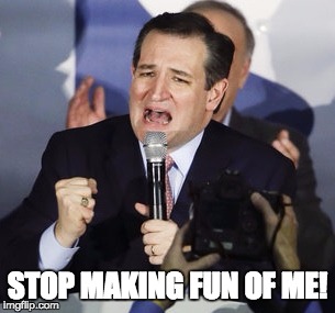Stop it!  | STOP MAKING FUN OF ME! | image tagged in stop,crying,whine,ted cruz,politics | made w/ Imgflip meme maker