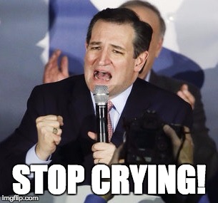 STOP CRYING! | image tagged in ted cruz,whine,crying | made w/ Imgflip meme maker