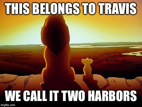 Lion King | THIS BELONGS TO TRAVIS; WE CALL IT TWO HARBORS | image tagged in memes,lion king | made w/ Imgflip meme maker