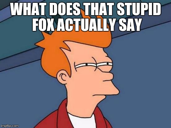 Futurama Fry Meme | WHAT DOES THAT STUPID FOX ACTUALLY SAY | image tagged in memes,futurama fry | made w/ Imgflip meme maker