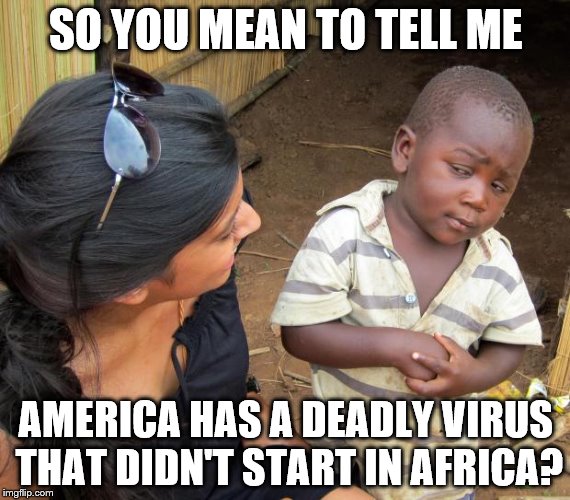 It's Zika from South America | SO YOU MEAN TO TELL ME; AMERICA HAS A DEADLY VIRUS THAT DIDN'T START IN AFRICA? | image tagged in so you mean to tell me,memes | made w/ Imgflip meme maker