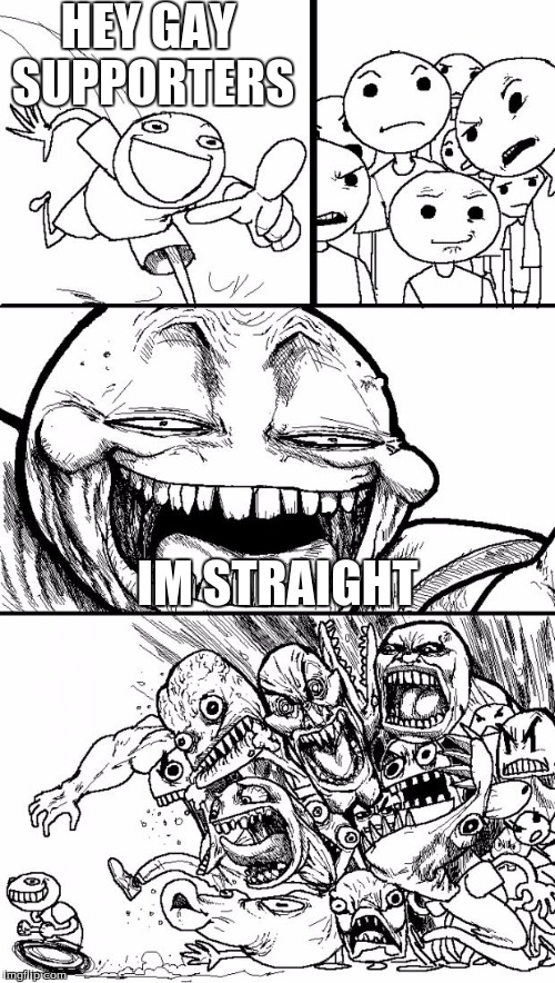 Hey Internet | HEY GAY SUPPORTERS; IM STRAIGHT | image tagged in memes,hey internet | made w/ Imgflip meme maker