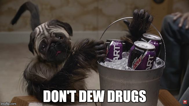 Mountain DMT | DON'T DEW DRUGS | image tagged in puppymonkeybaby | made w/ Imgflip meme maker