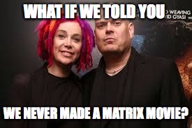 Wachowski brothers | WHAT IF WE TOLD YOU WE NEVER MADE A MATRIX MOVIE? | image tagged in matrix,memes | made w/ Imgflip meme maker