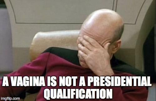 Captain Picard Facepalm Meme | A VA**NA IS NOT A PRESIDENTIAL QUALIFICATION | image tagged in memes,captain picard facepalm | made w/ Imgflip meme maker