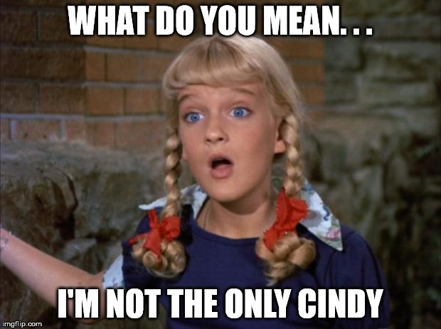 Cindy Brady Shocked | WHAT DO YOU MEAN. . . I'M NOT THE ONLY CINDY | image tagged in cindy brady shocked | made w/ Imgflip meme maker