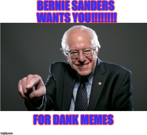 Bernie Sanders | BERNIE SANDERS WANTS YOU!!!!!!!! FOR DANK MEMES | image tagged in bernie sanders | made w/ Imgflip meme maker