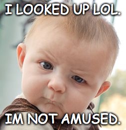 Skeptical Baby | I LOOKED UP LOL. IM NOT AMUSED. | image tagged in memes,skeptical baby | made w/ Imgflip meme maker