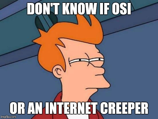 Futurama Fry Meme | DON'T KNOW IF OSI; OR AN INTERNET CREEPER | image tagged in memes,futurama fry | made w/ Imgflip meme maker