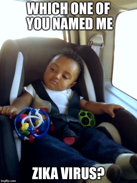Gangster Baby Meme | WHICH ONE OF YOU NAMED ME; ZIKA VIRUS? | image tagged in memes,gangster baby | made w/ Imgflip meme maker