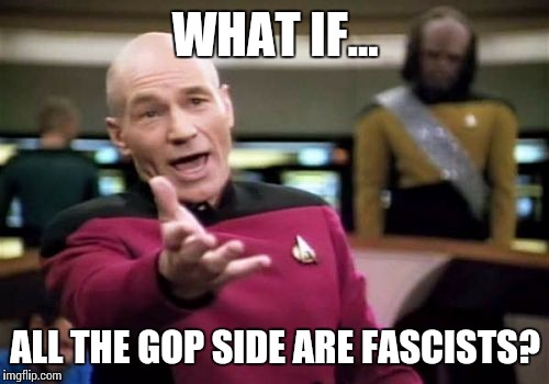 Picard Wtf Meme | WHAT IF... ALL THE GOP SIDE ARE FASCISTS? | image tagged in memes,picard wtf | made w/ Imgflip meme maker