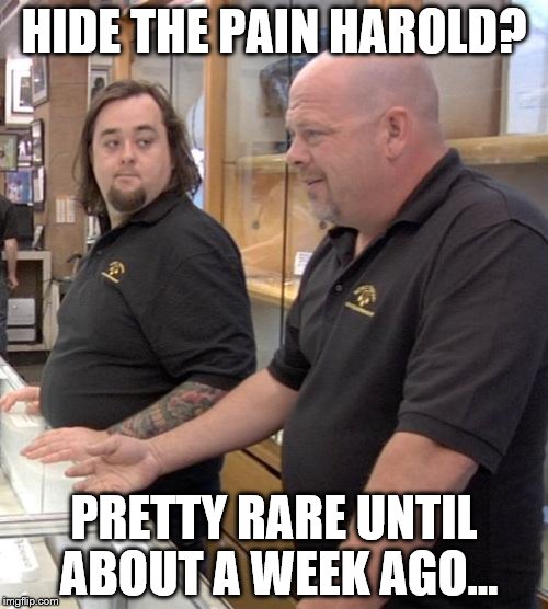 What's gonna be the next big template? | HIDE THE PAIN HAROLD? PRETTY RARE UNTIL ABOUT A WEEK AGO... | image tagged in memes,pawn stars rebuttal,pawn stars,hide the pain harold | made w/ Imgflip meme maker
