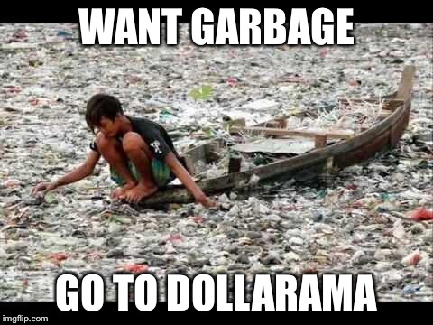 garbage | WANT GARBAGE; GO TO DOLLARAMA | image tagged in garbage | made w/ Imgflip meme maker