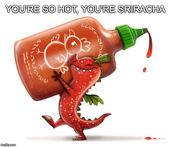 Sizzlin' | YOU'RE SO HOT, YOU'RE SRIRACHA | image tagged in hot sauce,sriracha,you're so hot | made w/ Imgflip meme maker