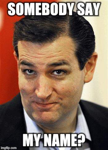 Good Guy Ted |  SOMEBODY SAY; MY NAME? | image tagged in good guy ted,ted cruz,republican debate | made w/ Imgflip meme maker