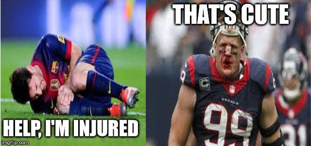 I'm going to get a lot of downvotes for this. | THAT'S CUTE; HELP, I'M INJURED | image tagged in football,injury | made w/ Imgflip meme maker