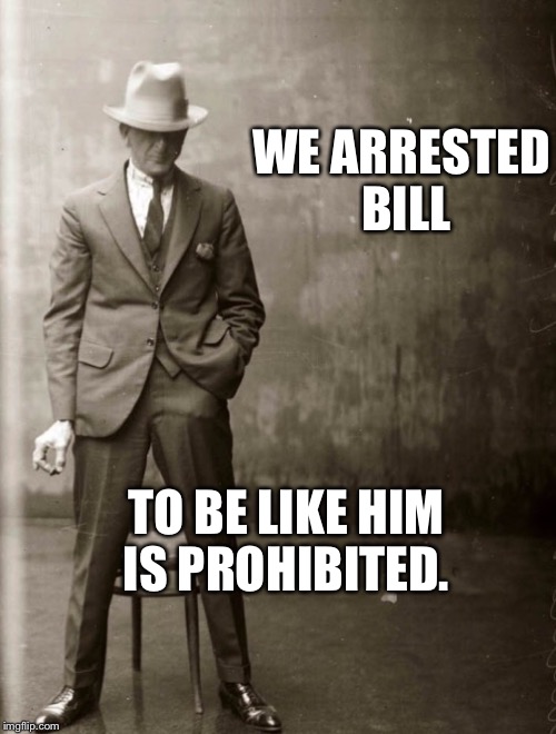 Government Agent Man | WE ARRESTED BILL TO BE LIKE HIM IS PROHIBITED. | image tagged in government agent man | made w/ Imgflip meme maker