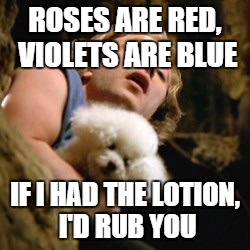 Buffalo bill | ROSES ARE RED, VIOLETS ARE BLUE; IF I HAD THE LOTION, I'D RUB YOU | image tagged in buffalo bill,funny,funny memes,murder,serial killer,it puts the lotion on the skin | made w/ Imgflip meme maker