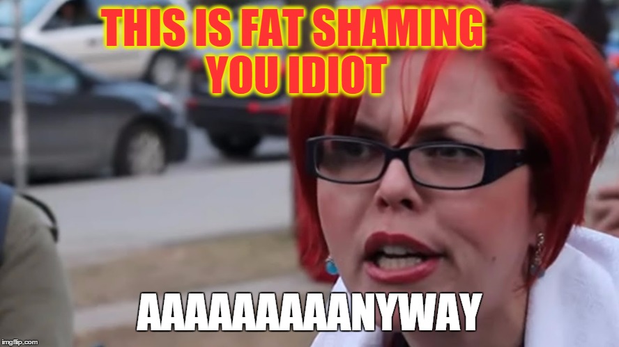 THIS IS FAT SHAMING YOU IDIOT AAAAAAAAANYWAY | made w/ Imgflip meme maker