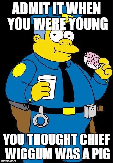 Why are you reading this? | ADMIT IT WHEN YOU WERE YOUNG; YOU THOUGHT CHIEF WIGGUM WAS A PIG | image tagged in chief wiggum | made w/ Imgflip meme maker