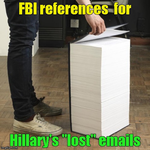 Wikipedia Book | FBI references  for; Hillary's "lost" emails | image tagged in wikipedia book | made w/ Imgflip meme maker
