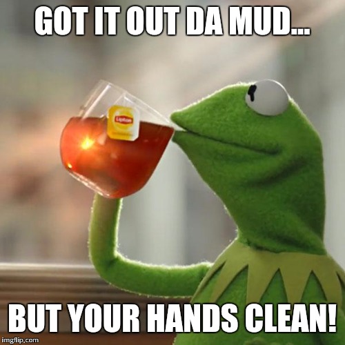 But That's None Of My Business | GOT IT OUT DA MUD... BUT YOUR HANDS CLEAN! | image tagged in memes,but thats none of my business,kermit the frog | made w/ Imgflip meme maker