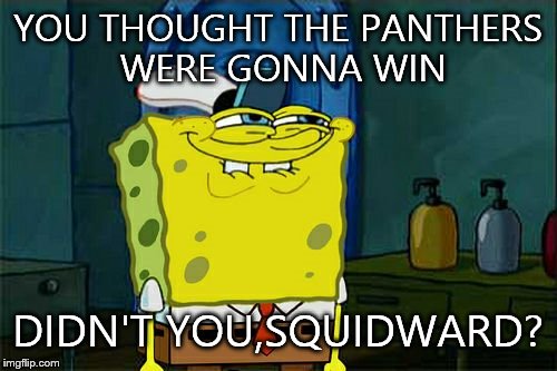 Don't You Squidward | YOU THOUGHT THE PANTHERS WERE GONNA WIN; DIDN'T YOU,SQUIDWARD? | image tagged in memes,dont you squidward | made w/ Imgflip meme maker
